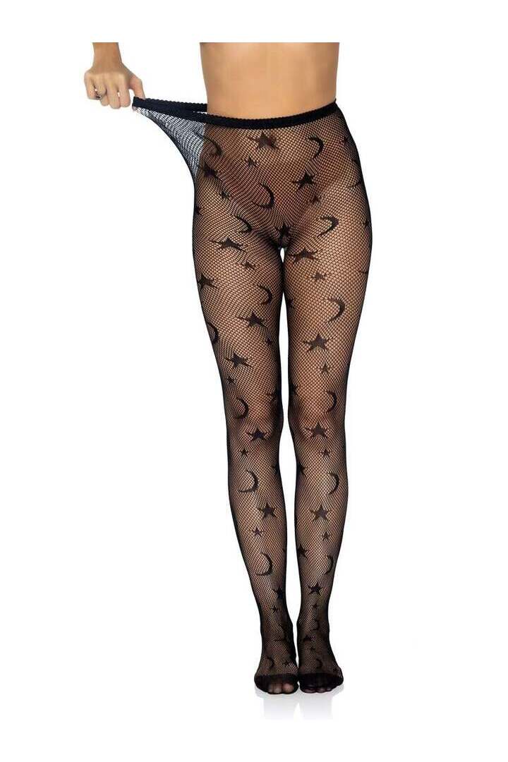 Leg Avenue Celestial Fishnet Tights Black in One Size 6