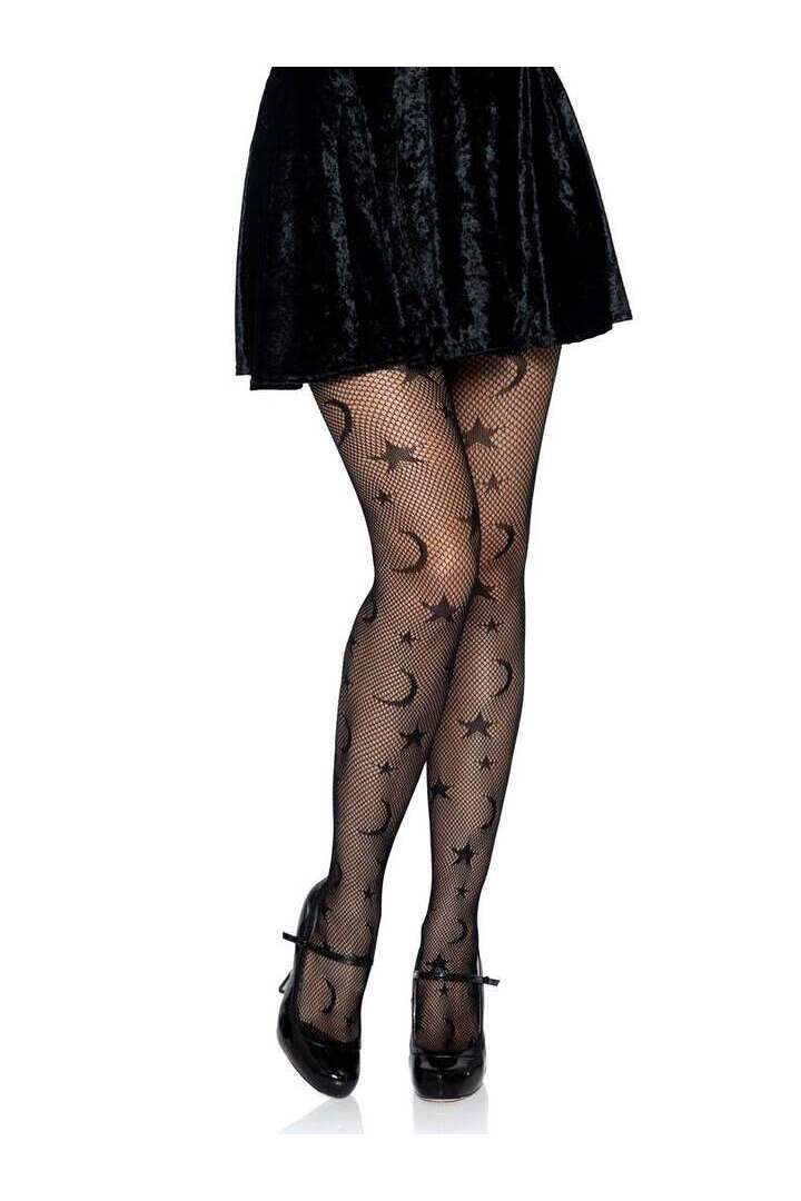 Leg Avenue Celestial Fishnet Tights Black in One Size 