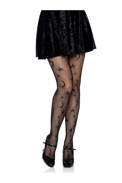 Leg Avenue Celestial Fishnet Tights Black in One Size 