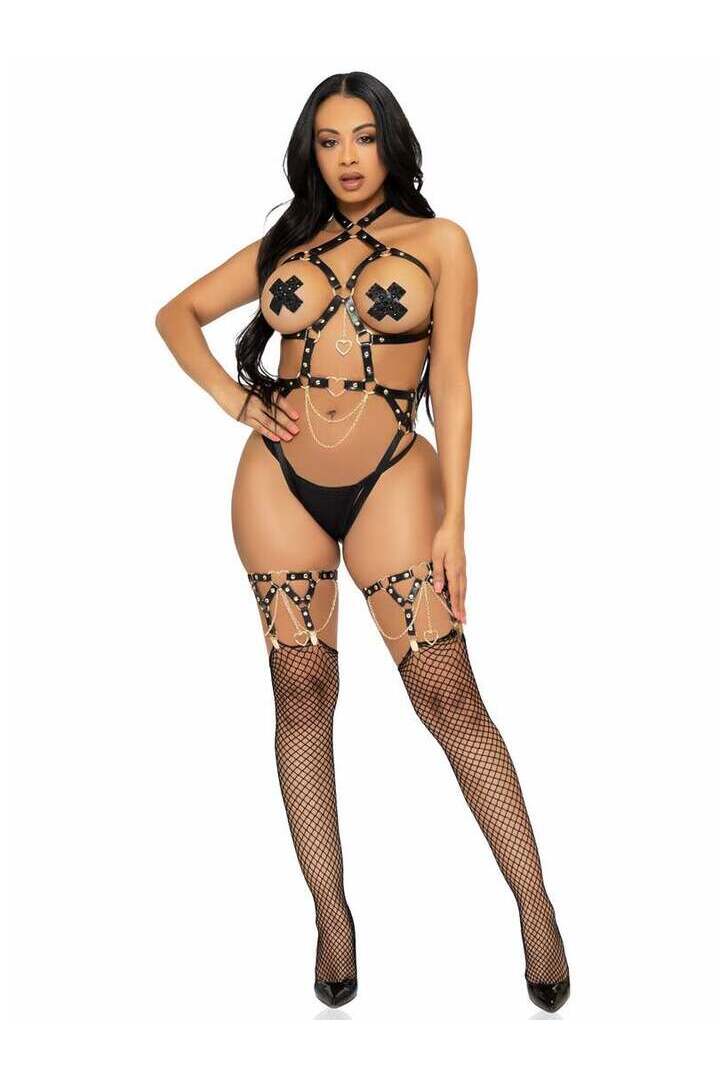 Leg Avenue Chained And Charmed Harness Teddy 10