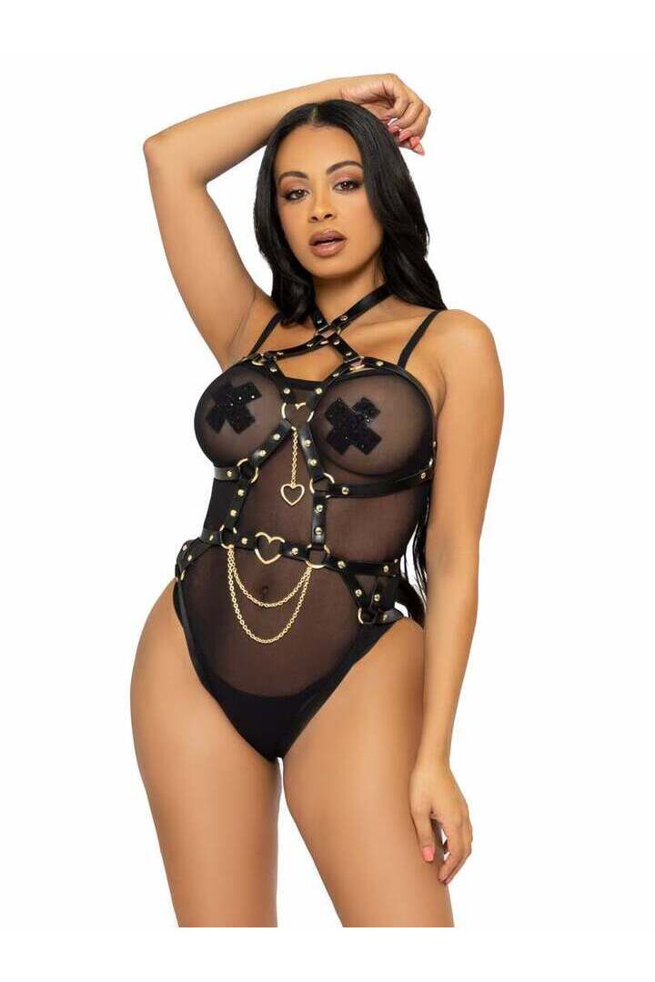 Leg Avenue Chained And Charmed Harness Teddy 11