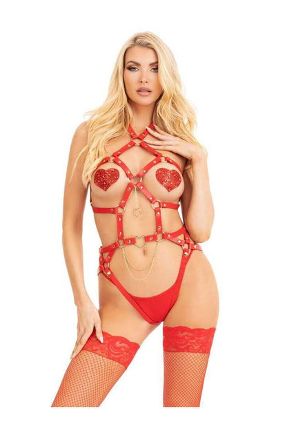 Leg Avenue Chained And Charmed Harness Teddy 3