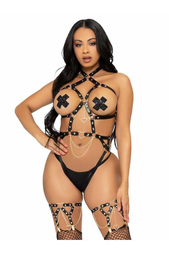 Leg Avenue Chained And Charmed Harness Teddy 6