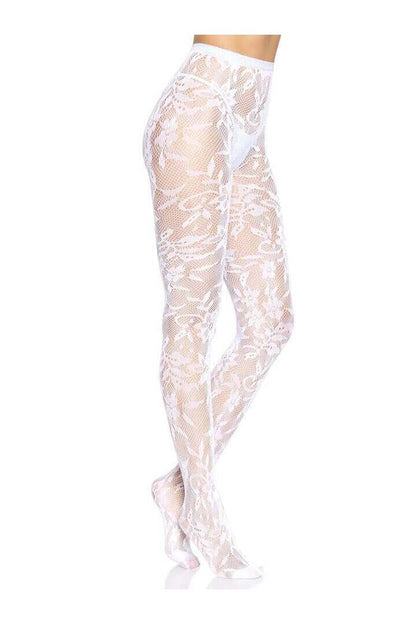 Leg Avenue Chantilly Floral Lace Tights in One Size 10