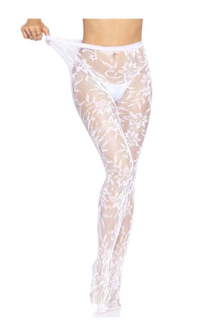 Leg Avenue Chantilly Floral Lace Tights in One Size 11