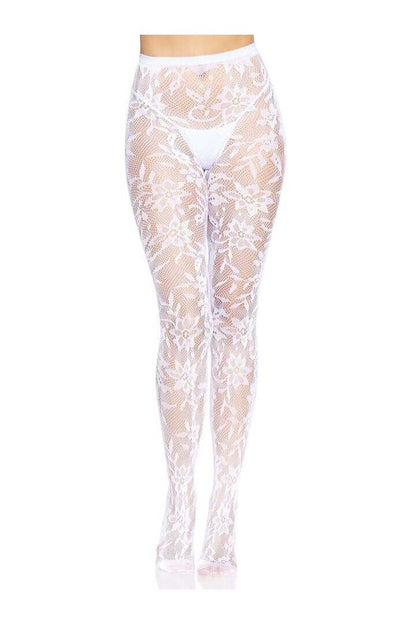 Leg Avenue Chantilly Floral Lace Tights in One Size 9