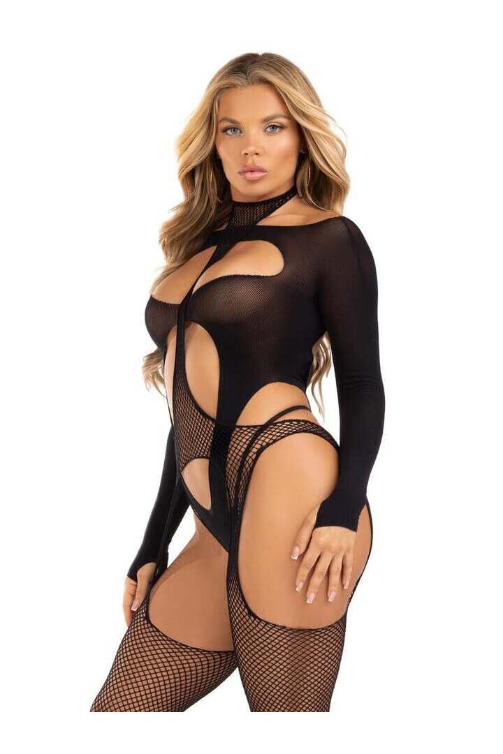 Leg Avenue Cheat Code Suspender Bodystocking and Teddy Set Black in One Size 3