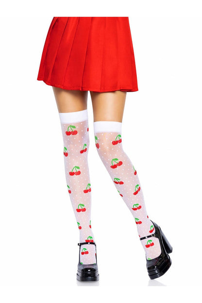 Leg Avenue Cherry Dot Thigh Highs in One Size  4