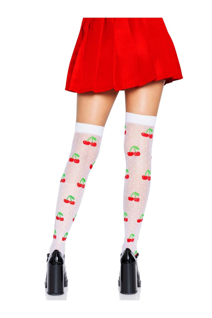 Leg Avenue Cherry Dot Thigh Highs in One Size  5