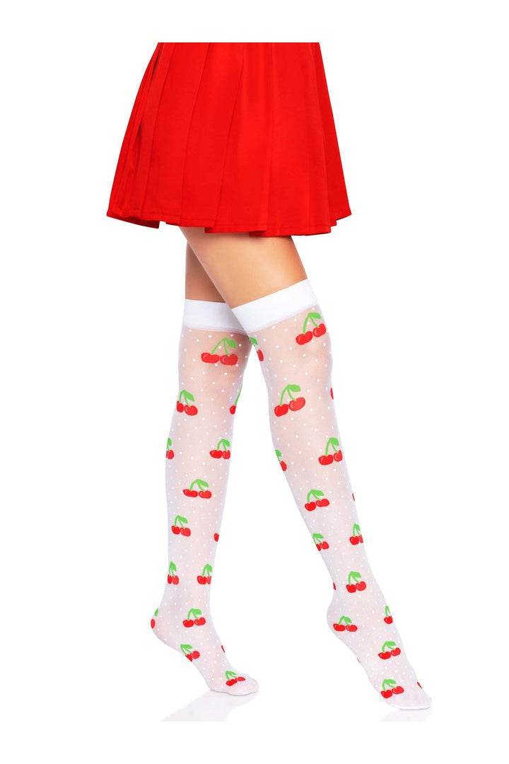 Leg Avenue Cherry Dot Thigh Highs in One Size  6