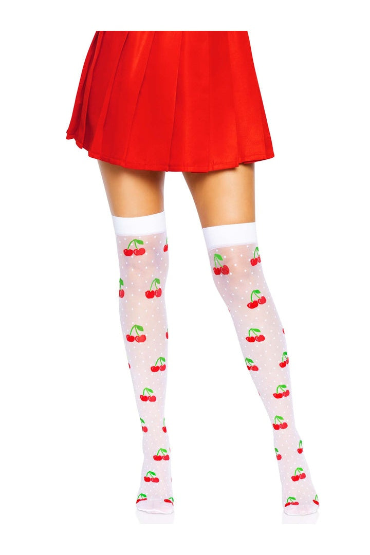 Leg Avenue Cherry Dot Thigh Highs in One Size  7