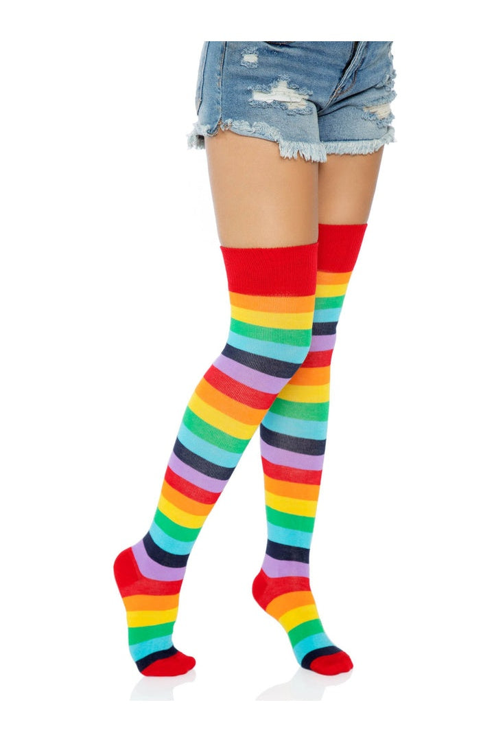 Leg Avenue Cherry Rainbow Thigh High Socks Multicolor in One Size  1