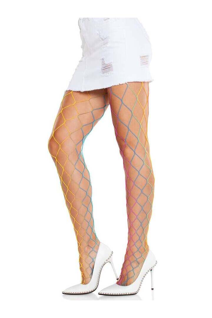 Leg Avenue Chroma Net Rainbow Tights Multicolor in One Size 2