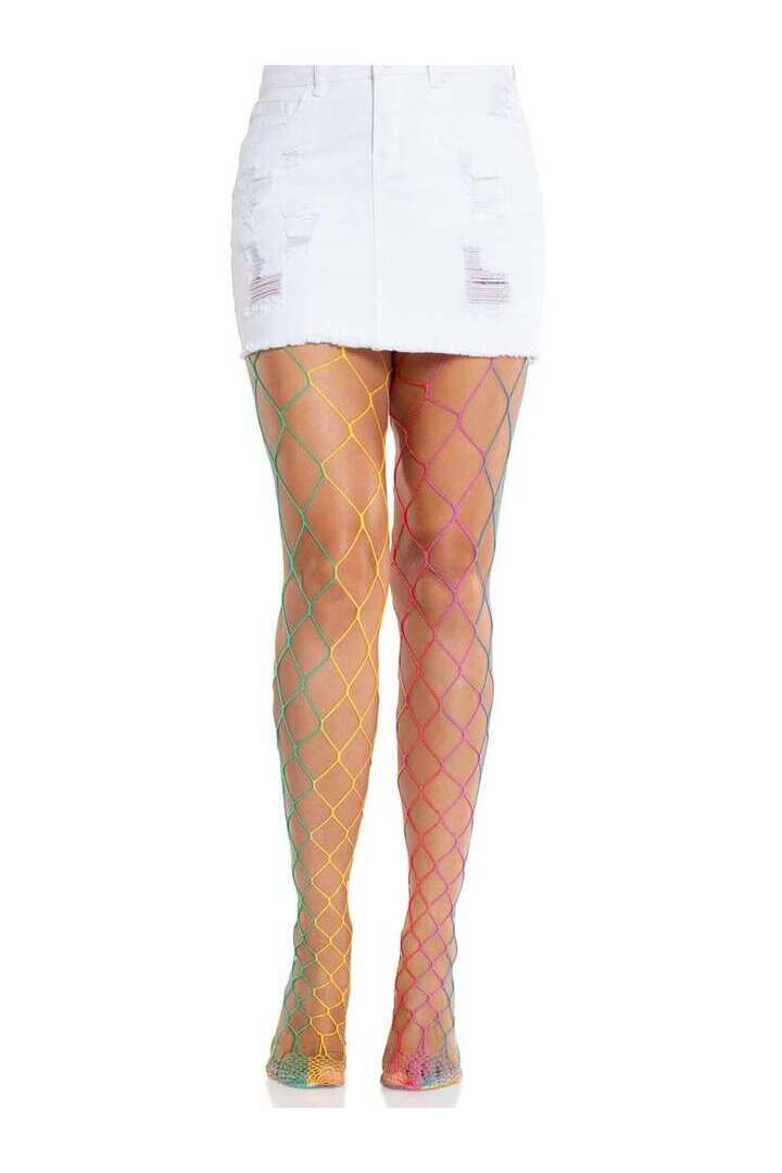 Leg Avenue Chroma Net Rainbow Tights Multicolor in One Size 3