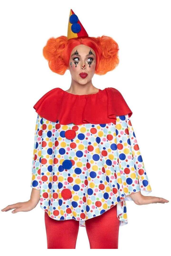 Leg Avenue Clown Costume Poncho Set Red/Blue in One Size 2