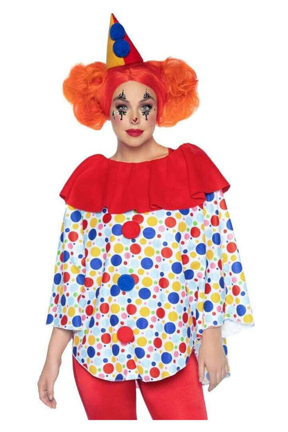 Leg Avenue Clown Costume Poncho Set Red/Blue in One Size 