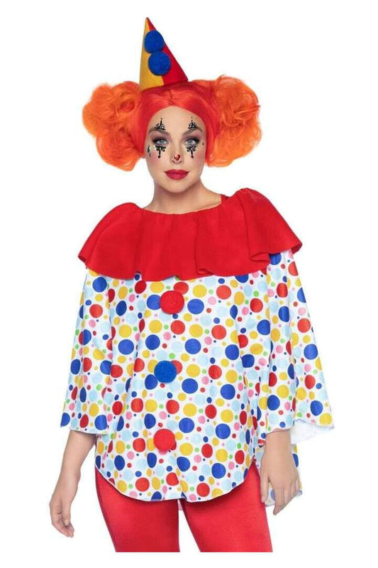 Leg Avenue Clown Costume Poncho Set Red/Blue in One Size 