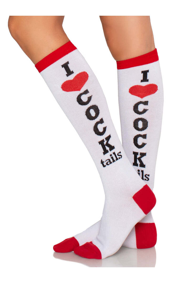 Leg Avenue Cocktails Knee High Socks White/Red in One Size