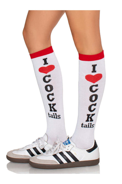 Leg Avenue Cocktails Knee High Socks White/Red in One Size