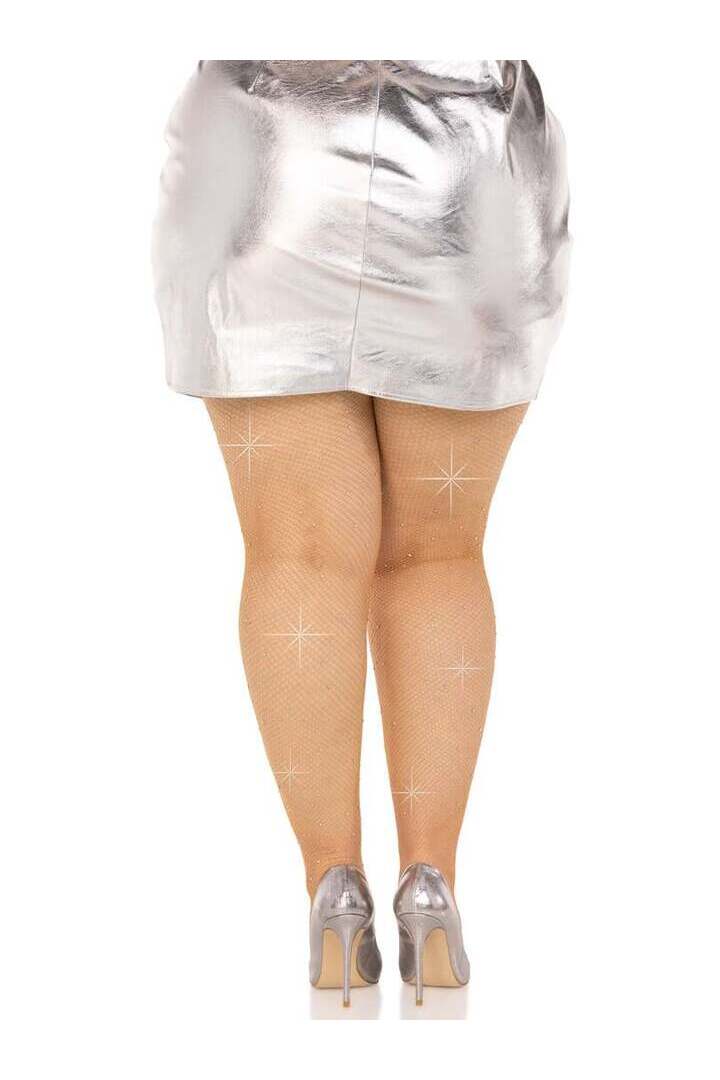 Leg Avenue Colby Plus Rhinestone Fishnet Tights in 1X/2X 5