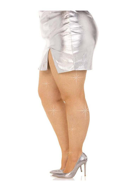 Leg Avenue Colby Plus Rhinestone Fishnet Tights in 1X/2X 6