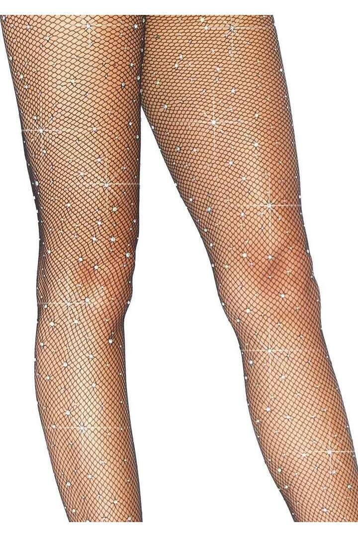 Leg Avenue Colby Rhinestone Fishnet Tights in One Size 3