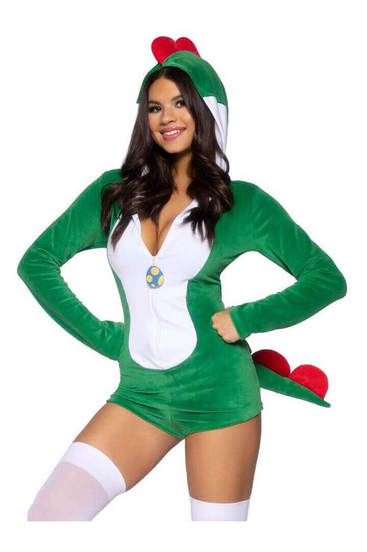 Leg Avenue Comfy Super Dino Costume in Green/White 