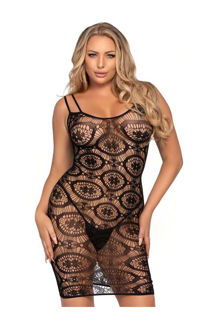 Leg Avenue Crazy In Love Crochet Mini Dress Black in One Size 
