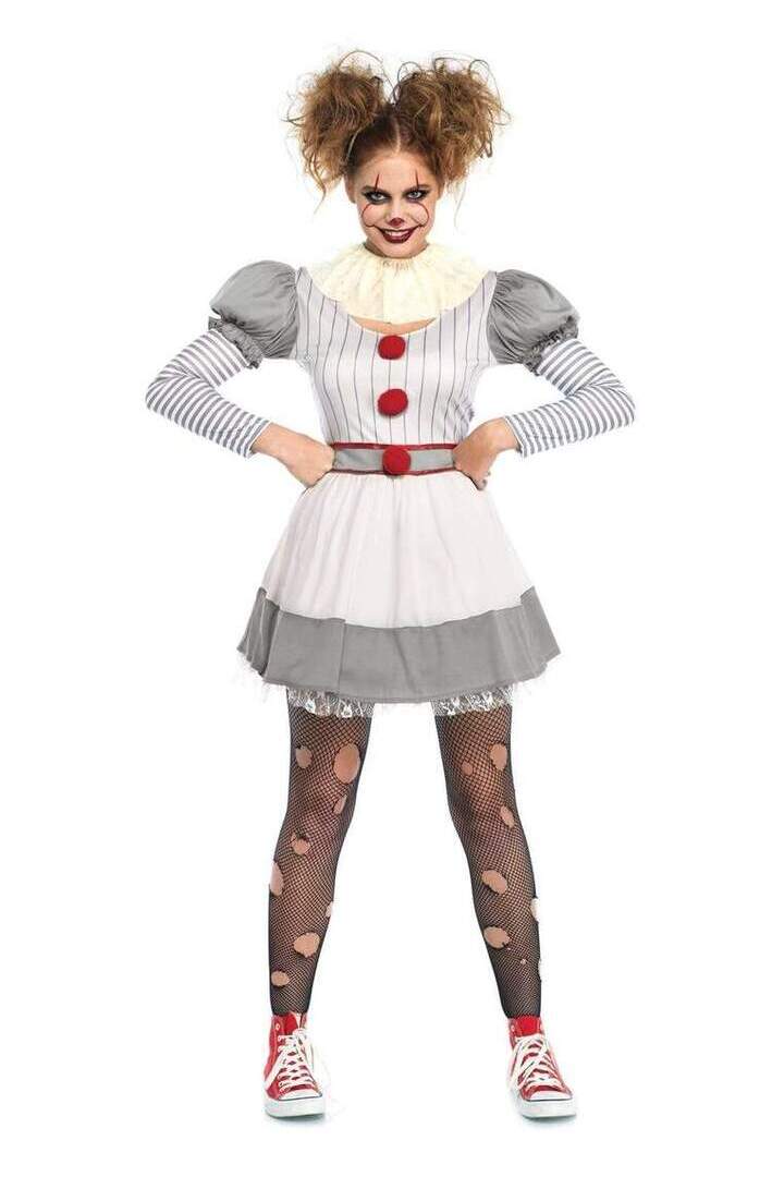 Leg Avenue Creepy Clown Costume in Grey/Red 3