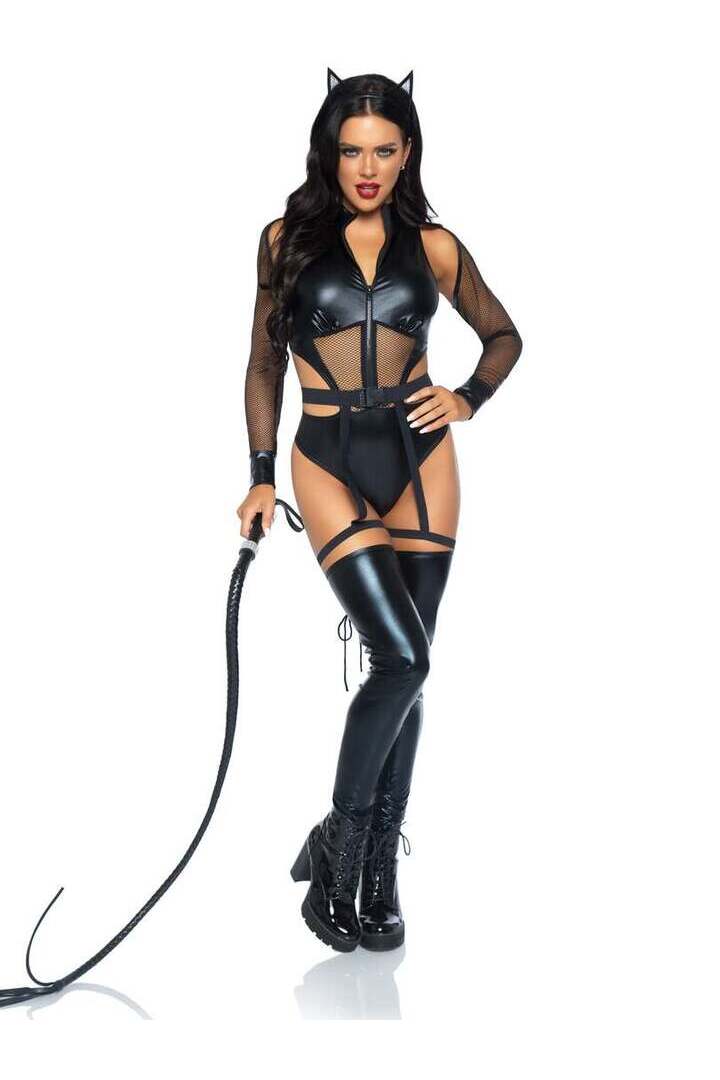 Leg Avenue Criminal Kitty Bodysuit Costume in Black 2