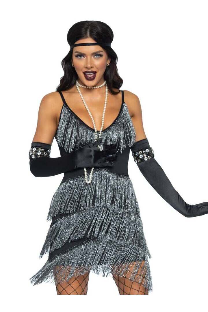Leg Avenue Dazzling Flapper 1920s Costume in Black 3