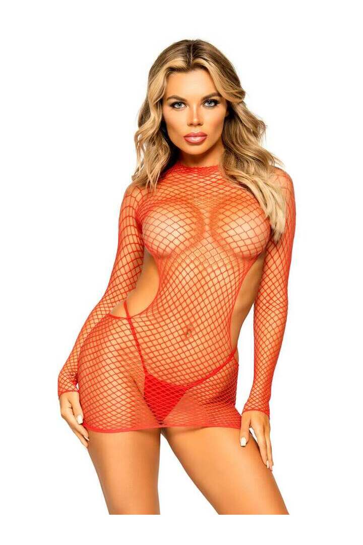 Leg Avenue Decadent Drama Net Mini Dress in One Size 6