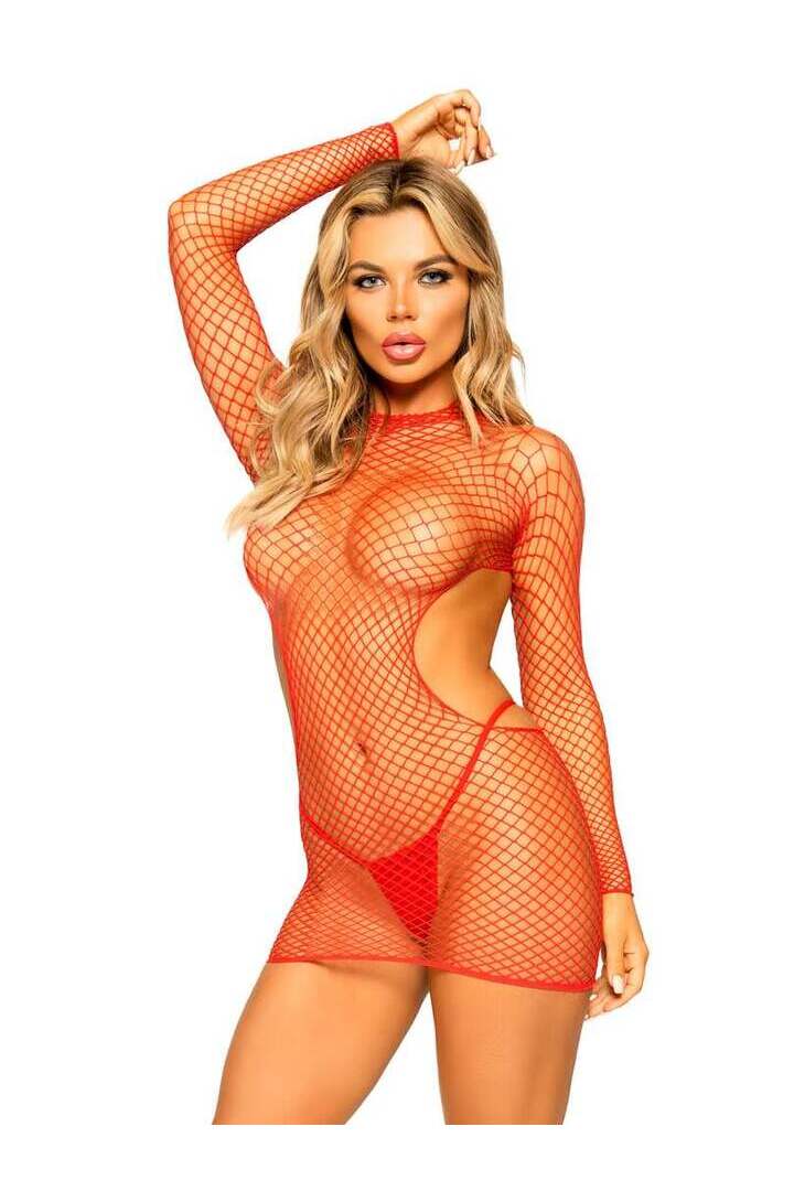 Leg Avenue Decadent Drama Net Mini Dress in One Size 8