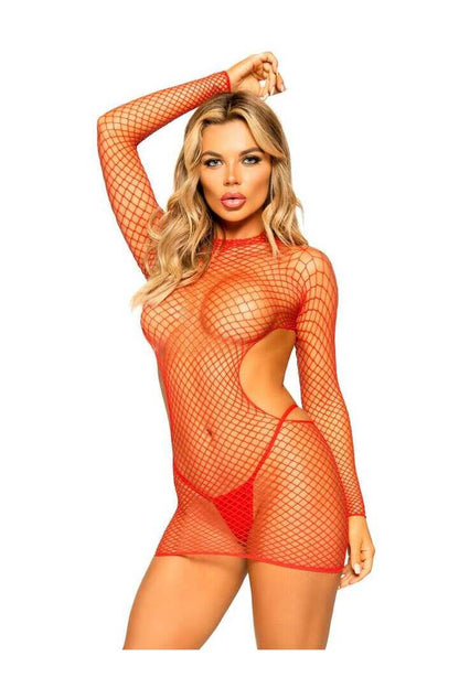 Leg Avenue Decadent Drama Net Mini Dress in One Size 8