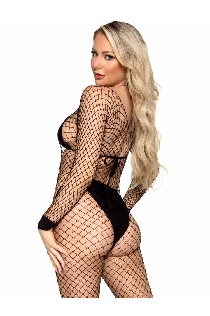 Leg Avenue Deep Connection Fishnet Bodystocking Black in One Size 1