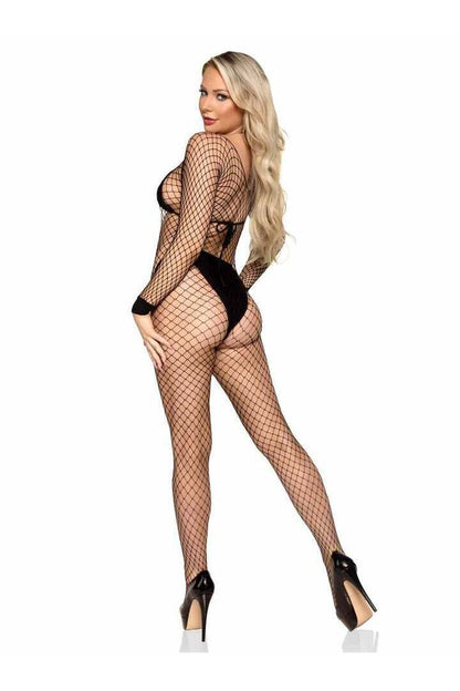 Leg Avenue Deep Connection Fishnet Bodystocking Black in One Size 3