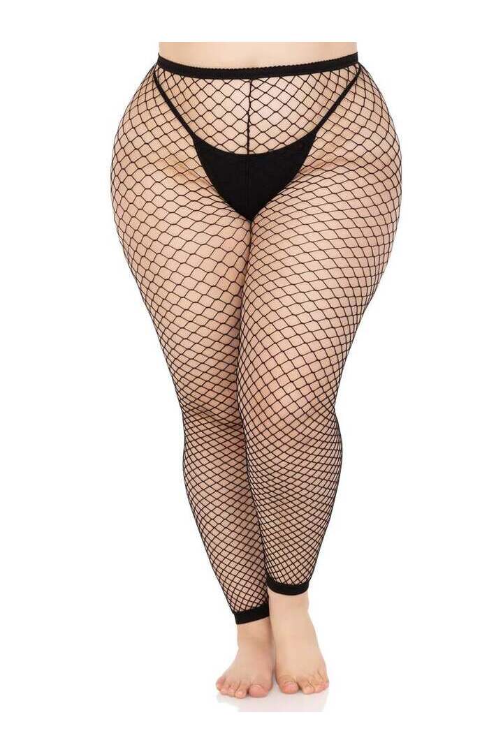 Leg Avenue Delilah Plus Fishnet Footless Tights Black in 1X/2X 3