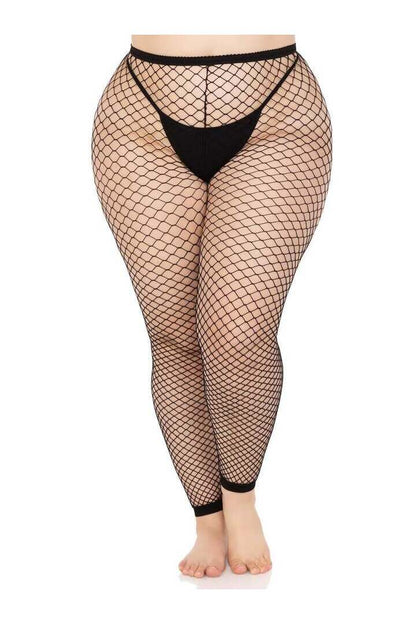 Leg Avenue Delilah Plus Fishnet Footless Tights Black in 1X/2X 3