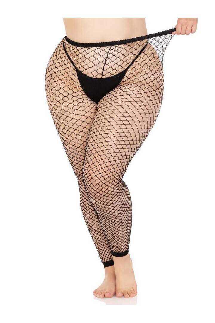 Leg Avenue Delilah Plus Fishnet Footless Tights Black in 1X/2X 4