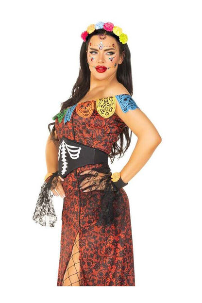 Leg Avenue Deluxe Day of the Dead Beauty Costume in Red/Black 2