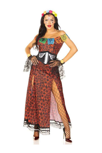 Leg Avenue Deluxe Day of the Dead Beauty Costume in Red/Black 4
