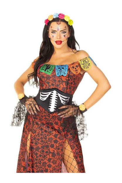 Leg Avenue Deluxe Day of the Dead Beauty Costume in Red/Black 