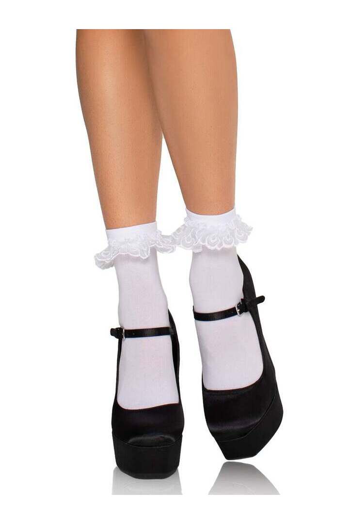 Leg Avenue Diem Lace Ruffle Anklet Socks in One Size 2