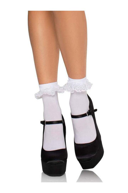 Leg Avenue Diem Lace Ruffle Anklet Socks in One Size 2