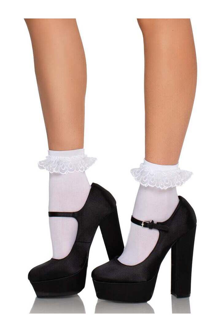 Leg Avenue Diem Lace Ruffle Anklet Socks in One Size 3