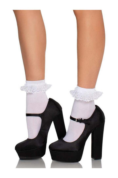 Leg Avenue Diem Lace Ruffle Anklet Socks in One Size 3