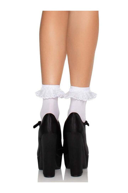 Leg Avenue Diem Lace Ruffle Anklet Socks in One Size 4