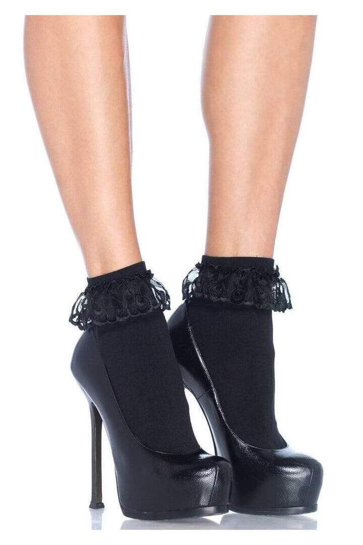 Leg Avenue Diem Lace Ruffle Anklet Socks in One Size 