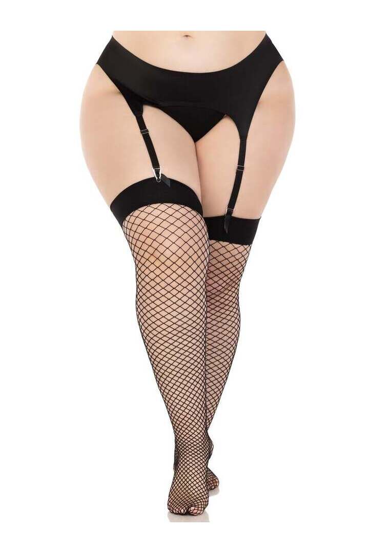 Leg Avenue Dream Plus Net Thigh High Stockings Black in Queen Size 3