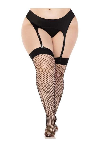 Leg Avenue Dream Plus Net Thigh High Stockings Black in Queen Size 3